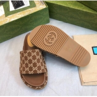 Best Grade Gucci GG Fabric Platform Slide Sandal 5.5cm Chocolate Brown 316024