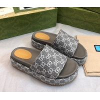 Durable Gucci GG Fabric Platform Slide Sandal 5.5cm Dark Grey 316027