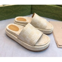 Perfect Gucci Check Denim Platform Slide Sandal 5.5cm Beige 316031