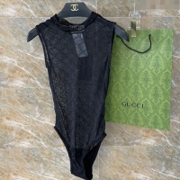 Luxury Cheap Gucci GG Mesh Swimwear GG040101 Black 2024