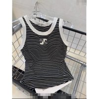 Inexpensive Chanel Striped Vest 0401 Black 2024