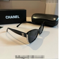 Buy Cheap Chanel Sunglasses with Pearls 0410 Black 2024