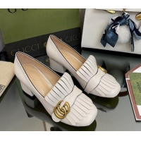 Stylish Gucci Leather Fringe Pumps 5cm White 319023