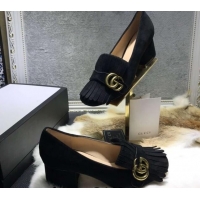 Best Price Gucci Suede Fringe Pumps 5cm Black 319026