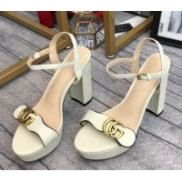 Luxury Gucci Leather Wave Platform Sandals 10.5cm White 319035