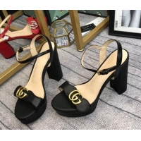 Buy Discount Gucci Leather Wave Platform Sandals 10.5cm Black 319036