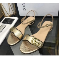 Lowest Price Gucci Leather Wave Flat Sandals Gold 319045