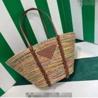 Buy Inexpensive Prada Straw and Leather Tote Bag 1BG312 Multicolor 2023