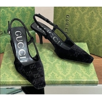 Best Product Gucci Slingback High heel Pumps 8.5cm in Velvet Black 319047