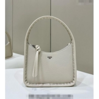 Super Quality  Fendi Mini Fendessence Hobo bag in Grained Calfskin with Topstitches 80165 White 2024