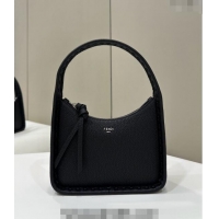 Grade Design Fendi Mini Fendessence Hobo bag in Grained Calfskin with Topstitches 80165 Black 2024