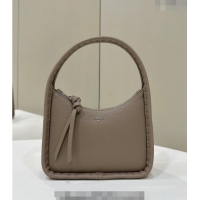 Traditional Specials Fendi Mini Fendessence Hobo bag in Grained Calfskin with Topstitches 80165 Grey 2024