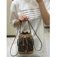 Promotional Fendi Mon Tresor Mini Bucket Bag in 8637 Brown FF Fabric 2024