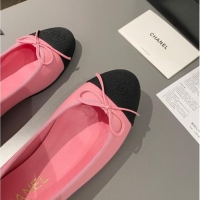 Pretty Style Chanel Calfskin Classic Ballet Flat Pink/Black 322046