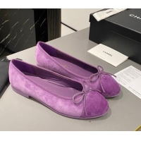 Top Grade Chanel Suede Classic Ballet Flat Purple 322047