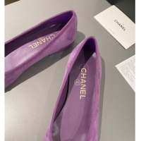 Top Grade Chanel Suede Classic Ballet Flat Purple 322047