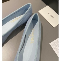 Luxurious Chanel Suede Classic Ballet Flat Light Blue 322048