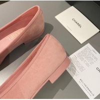 Stylish Chanel Suede Classic Ballet Flat Peachy Pink 322049