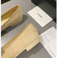 Good Looking Chanel Suede Classic Ballet Flat Yellow 322050