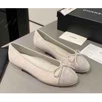 Shop Duplicate Chanel Suede Classic Ballet Flat Grey 322051