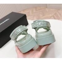 Buy Discount Chanel Shiny Calfskin Strap Sandals Light Green 322060