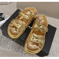 Low Price Chanel Calfskin Strap Sandals with Metal-Tone CC Gold 322075