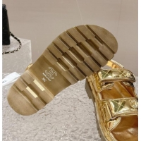 Top Design Chanel Calfskin Platform Strap Sandals with Metal-Tone CC Gold 0322082