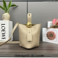 Top Quality Loewe Mini Pebble Bucket bag in mellow calfskin 062342 Beige 2024