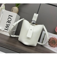 Promotional Loewe Mini Pebble Bucket bag in mellow calfskin 062342 White 2024