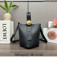 Top Grade Loewe Mini Pebble Bucket bag in mellow calfskin 062342 Black 2024