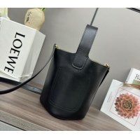 Top Grade Loewe Mini Pebble Bucket bag in mellow calfskin 062342 Black 2024