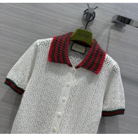 Famous Brand Gucci Knit Short-sleeved Sweater G041918 White 2024