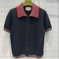 Cheapest Gucci Knit Short-sleeved Sweater G041919 Black 2024