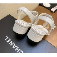 Best Product Chanel Lambskin Heel Thong Sandals 4cm with Coin Charm White 322103