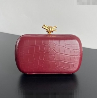 Big Discount Bottega Veneta Knot Clutch in Alligator Embossed Leather 737025 Red 2024