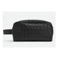 Best Price Bottega Veneta Intrecciato Leather Travel Pouch With Handle 729295 Black