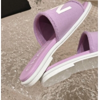 Lowest Cost Chanel Knit Fabric Flat Slide Sandals with Logo Purple 0322137