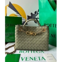 Grade Design Bottega Veneta Small Andiamo Top Handle Bag With Chain 786008 Travertine Green 2024