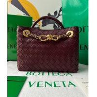 Grade Quality Bottega Veneta Small Andiamo Top Handle Bag With Chain 786008 Burgundy 2024