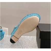 Best Price Chanel Glitters Wedge Sandals Blue 323001