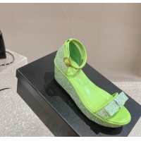 Shop Duplicate Chanel Glitters Wedge Sandals Green 0323003