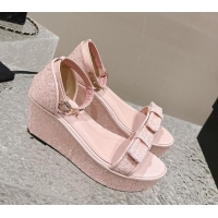 Low Price Chanel Glitters Wedge Sandals Light Pink 0323004