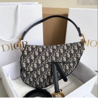 Discount Dior Medium Saddle Bag with Strap in  Dior Oblique Jacquard CD8027 Blue 2023