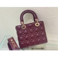 Pretty Style Dior Small Lady Dior My ABCDior Bag in Cannage Lambskin CD8028 Bordeaux 2023