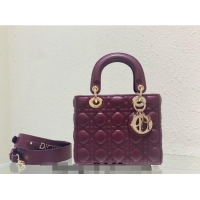 Pretty Style Dior Small Lady Dior My ABCDior Bag in Cannage Lambskin CD8028 Bordeaux 2023