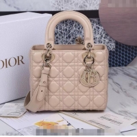 Popular Style Dior Small Lady Dior My ABCDior Bag in Cannage Lambskin CD8028 Nude/Gold 2023