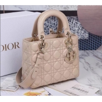 Popular Style Dior Small Lady Dior My ABCDior Bag in Cannage Lambskin CD8028 Nude/Gold 2023