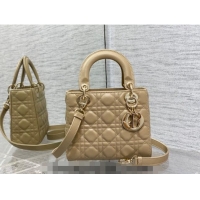 Famous Brand Dior Small Lady Dior Bag in Cannage Grained Calfskin 1228 Apricot 2023