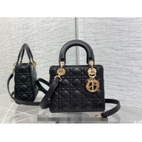 Trendy Design Dior Small Lady Dior Bag in Cannage Grained Calfskin 1228 Black/Gold 2023