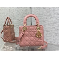 Good Taste Dior Small Lady Dior Bag in Cannage Grained Calfskin 1228 Pink/Gold 2023